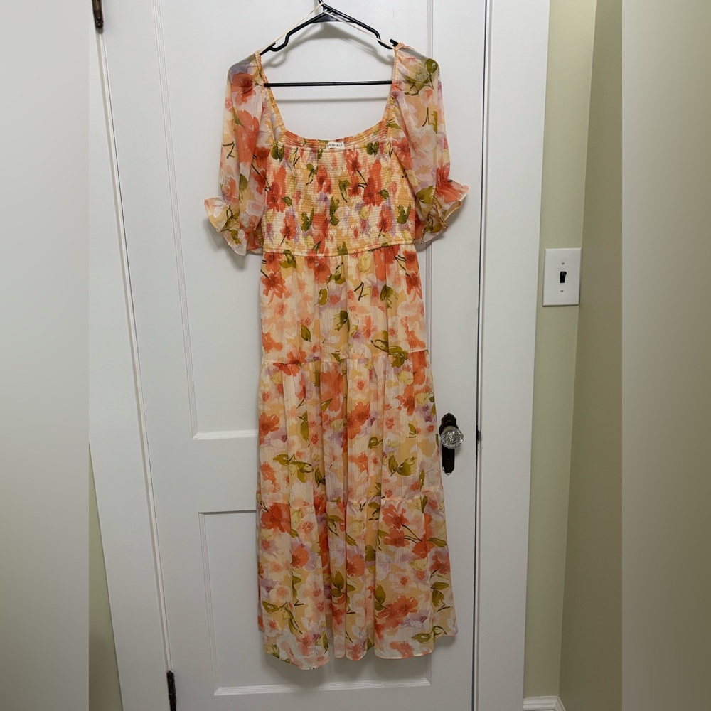 Moon River Floral Print Maxi Dress